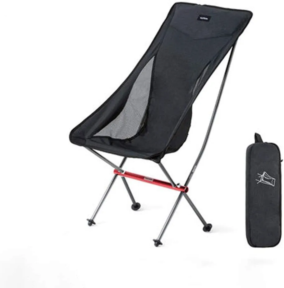 Renovation House Camping Chair Portable Foldable Mini Chair Lightweight Camping Hiking Travel Fishing Stools Breathable Mesh Cushion Folding Chair Heavy Duty Camping Furniture (Color : Black Size : S)