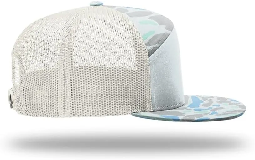 Richardson 168 Hi-Pro 7 Panel Flat Bill Adjustable Snapback Trucker Mesh Back Cap | OSFM | Bulk Pack Available