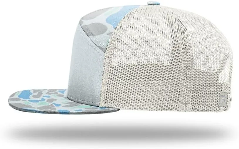 Richardson 168 Hi-Pro 7 Panel Flat Bill Adjustable Snapback Trucker Mesh Back Cap | OSFM | Bulk Pack Available