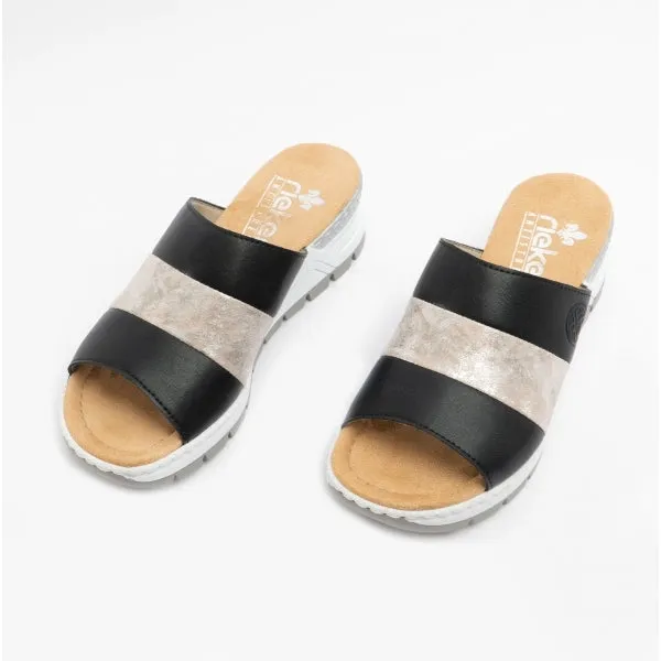 Rieker 66492-00 Womens Sandals Black/Rose