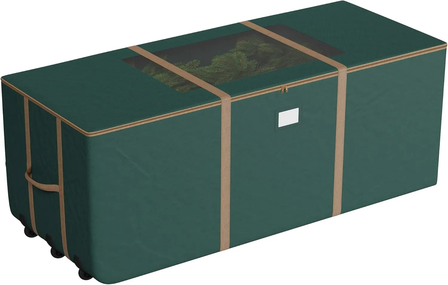 Rolling Christmas Tree Storage Bag-For 12FT Artificial Trees-Green Canvas Duffel on Wheels & Window-For Holiday Decorations & Inflatables by Elf Stor