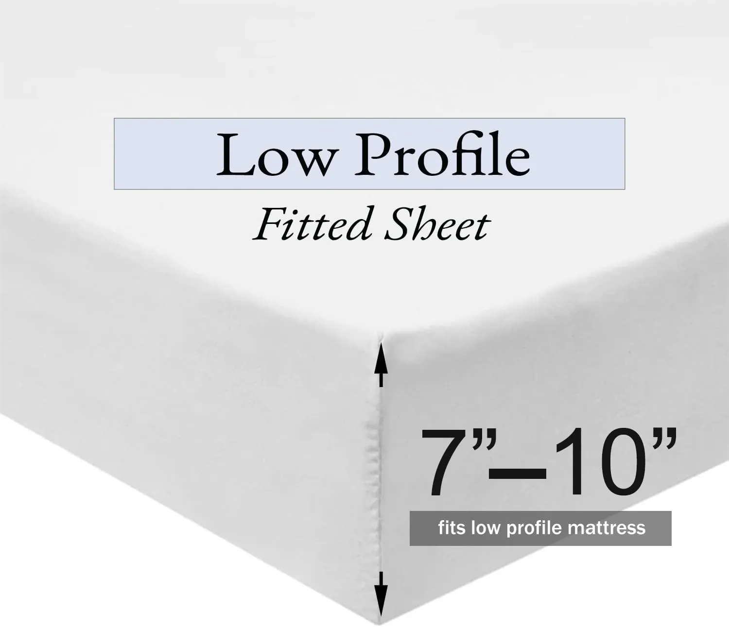 Royal Tradition Made in USA- Low Profile Cotton Sateen Sheets Set (7-10 Inches) Queen Size-Grey, 4pc Bed Linens