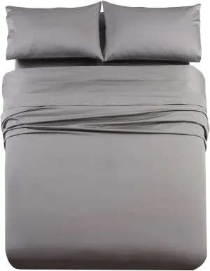 Royal Tradition Made in USA- Luxurious RV Bed Sheet Set (RV King, Grey) Soft Cotton Sateen 608 Thread Count Camper Sheets