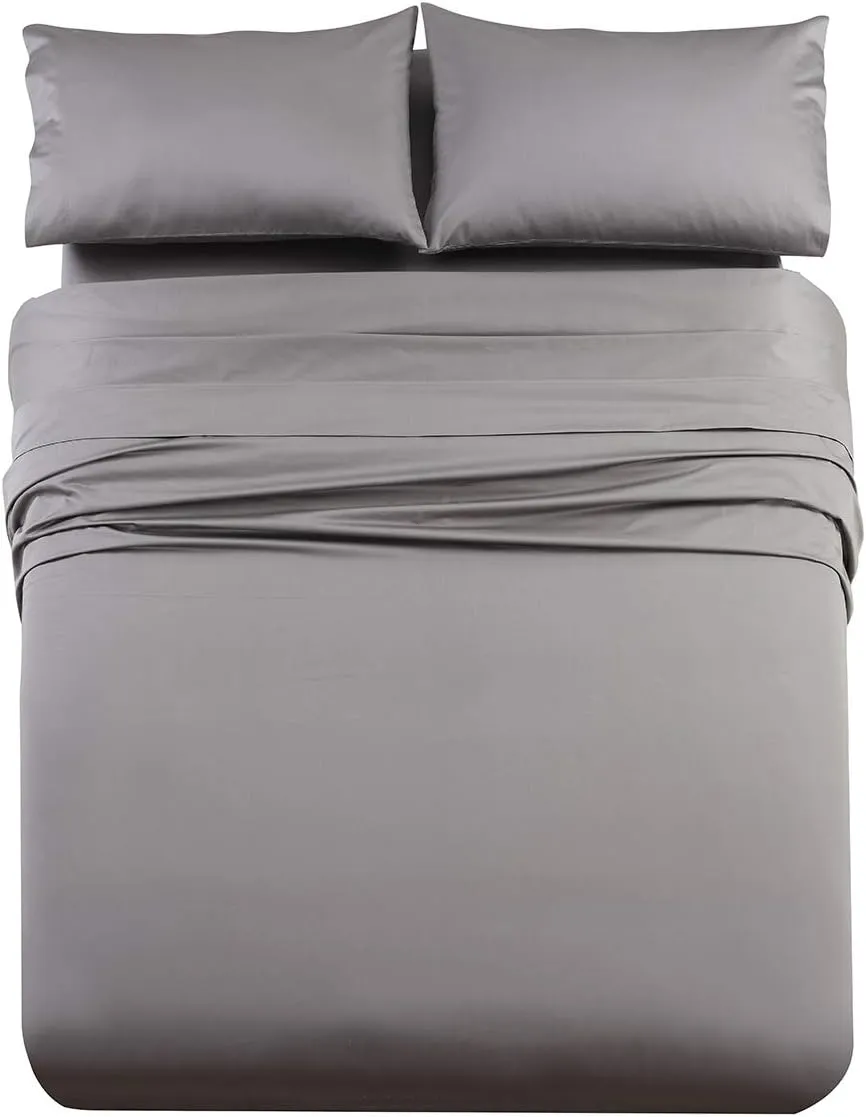 Royal Tradition Made in USA- Luxurious RV Bed Sheet Set (RV King, Grey) Soft Cotton Sateen 608 Thread Count Camper Sheets