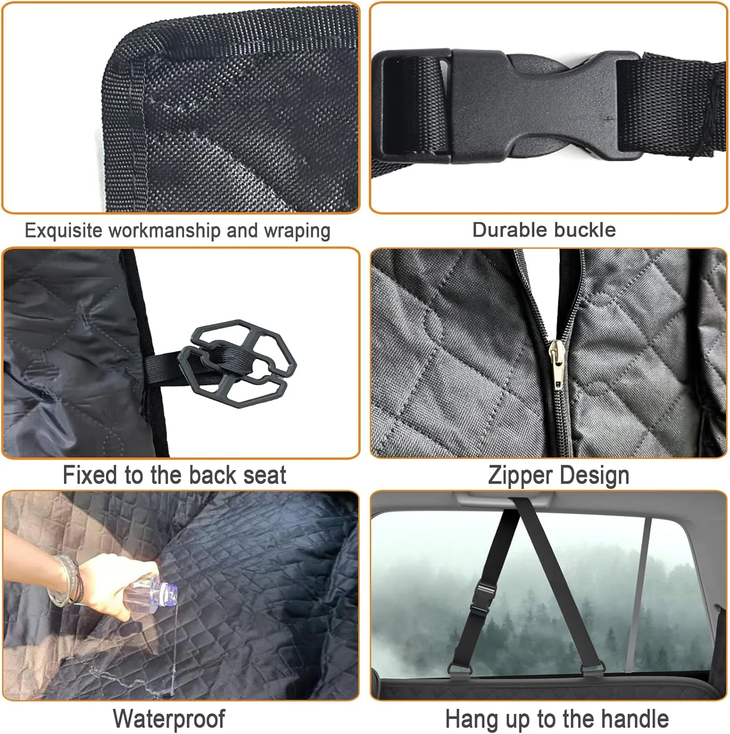 RUIANTE Dog Car Seat Cover Protector Compatible with Chevy Malibu XL 2016-2024 Back Seat Pet Cover Dogs Hammock Backseat Cover with Side Flaps Storage Pocket Zip Mesh (Black)