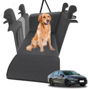 RUIANTE Dog Car Seat Cover Protector Compatible with Chevy Malibu XL 2016-2024 Back Seat Pet Cover Dogs Hammock Backseat Cover with Side Flaps Storage Pocket Zip Mesh (Black)
