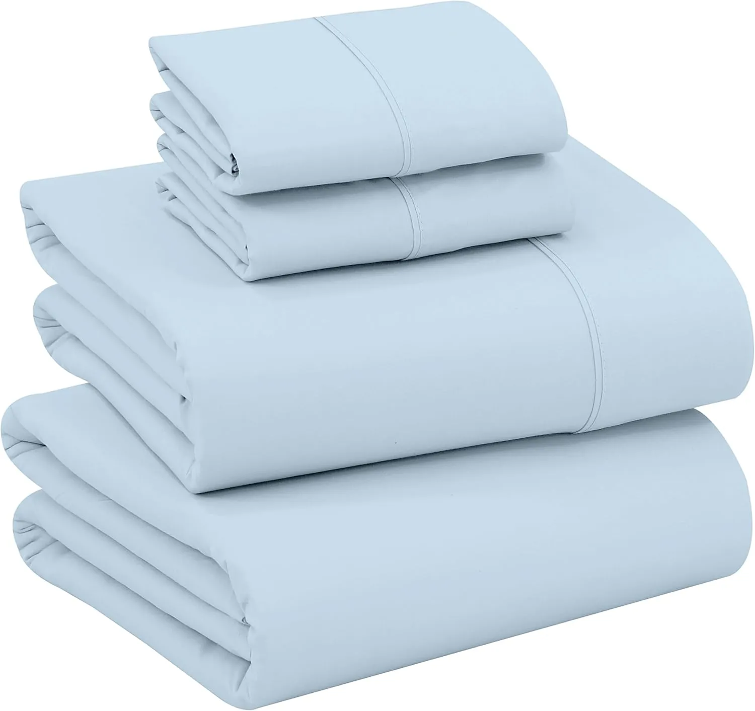 RUVANTI 100% Cotton King Size Sheets Set, 4 Pieces, Soft & Breathable Percale Weave Bedding, Deep Pocket 16", Hotel Standard, Crisp Cool Feel, Durable, Perfect Dyed Bed Sheet, Baby Blue