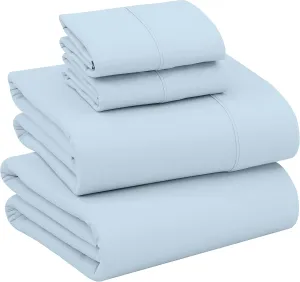 RUVANTI 100% Cotton King Size Sheets Set, 4 Pieces, Soft & Breathable Percale Weave Bedding, Deep Pocket 16", Hotel Standard, Crisp Cool Feel, Durable, Perfect Dyed Bed Sheet, Baby Blue