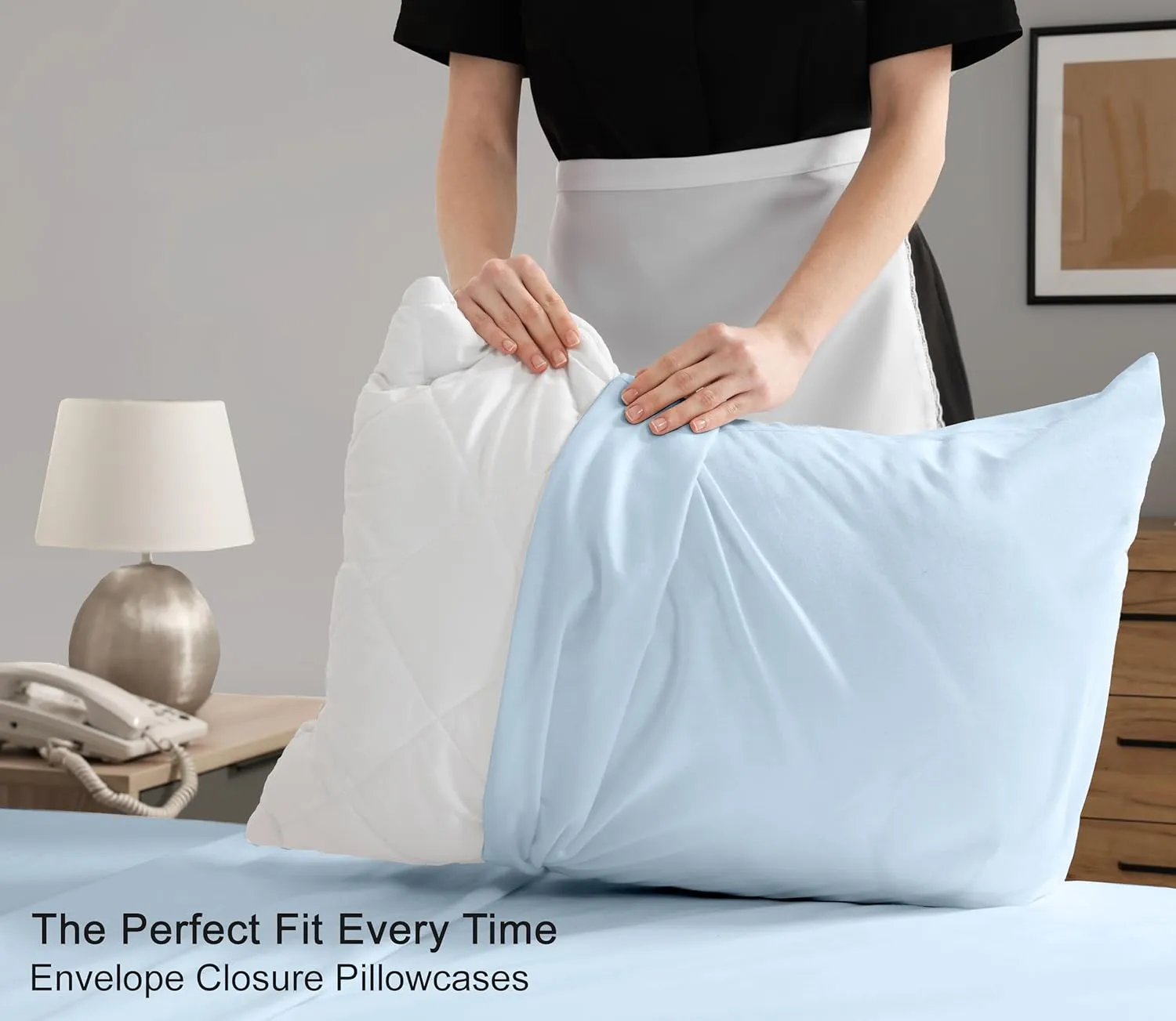 RUVANTI 100% Cotton King Size Sheets Set, 4 Pieces, Soft & Breathable Percale Weave Bedding, Deep Pocket 16", Hotel Standard, Crisp Cool Feel, Durable, Perfect Dyed Bed Sheet, Baby Blue
