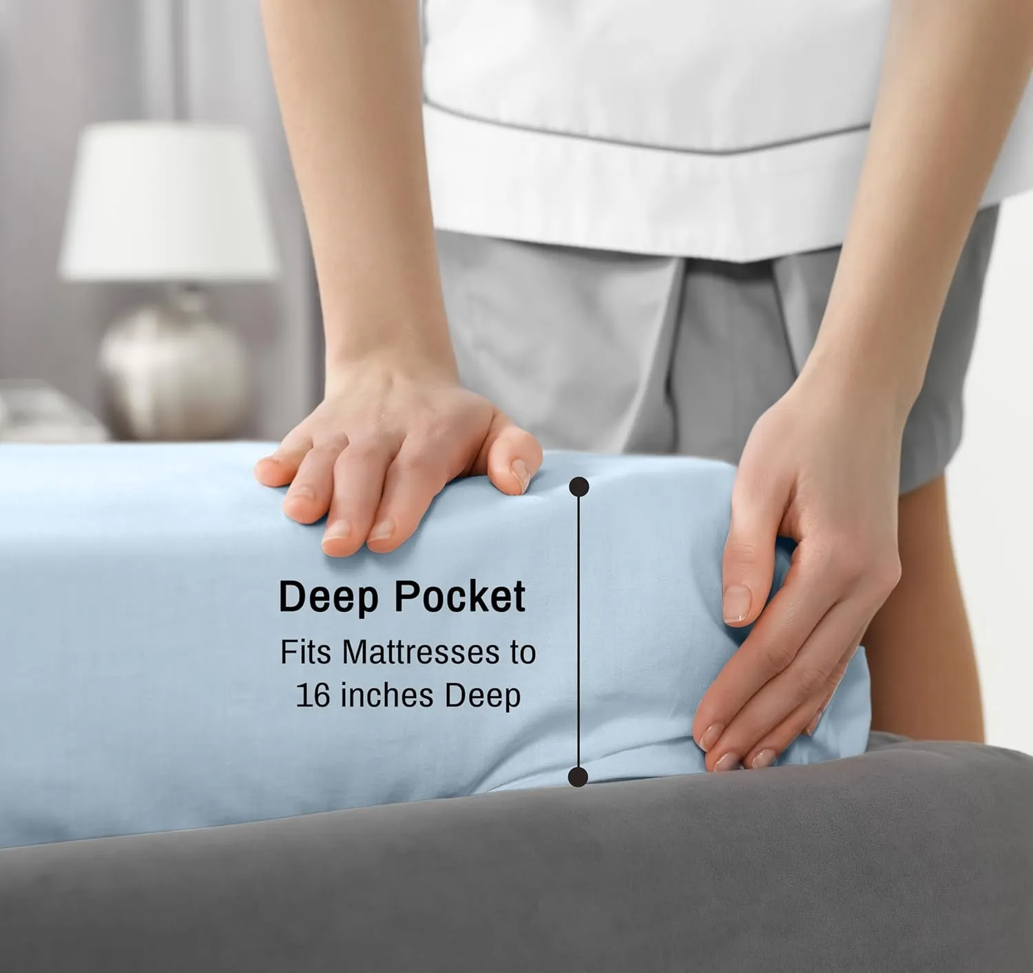RUVANTI 100% Cotton King Size Sheets Set, 4 Pieces, Soft & Breathable Percale Weave Bedding, Deep Pocket 16", Hotel Standard, Crisp Cool Feel, Durable, Perfect Dyed Bed Sheet, Baby Blue