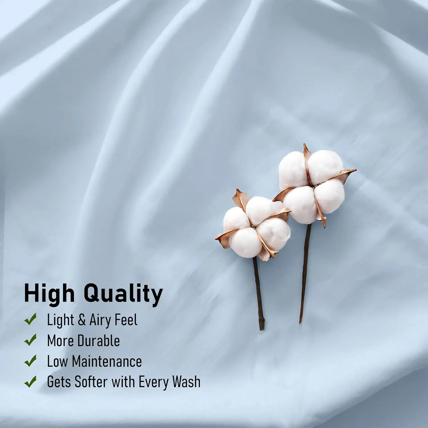RUVANTI 100% Cotton King Size Sheets Set, 4 Pieces, Soft & Breathable Percale Weave Bedding, Deep Pocket 16", Hotel Standard, Crisp Cool Feel, Durable, Perfect Dyed Bed Sheet, Baby Blue