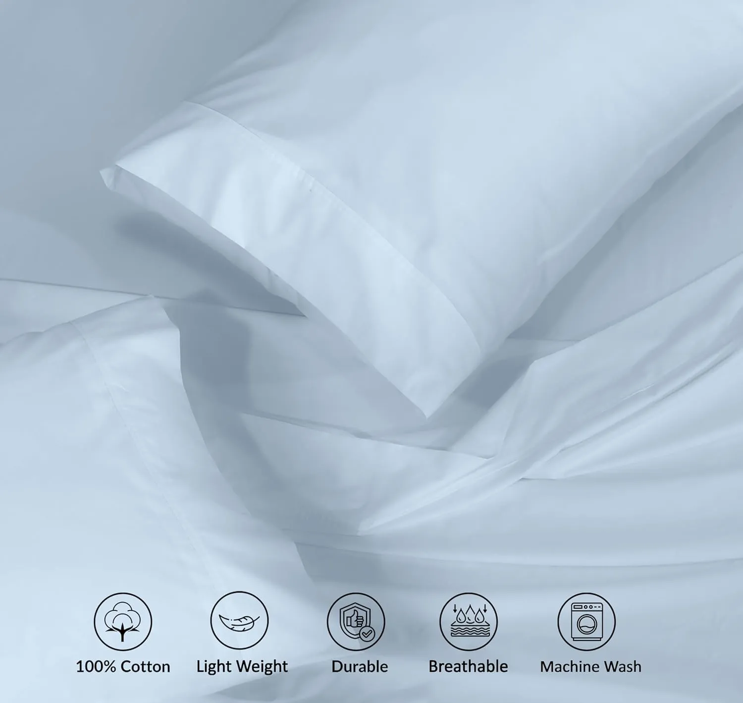RUVANTI 100% Cotton King Size Sheets Set, 4 Pieces, Soft & Breathable Percale Weave Bedding, Deep Pocket 16", Hotel Standard, Crisp Cool Feel, Durable, Perfect Dyed Bed Sheet, Baby Blue