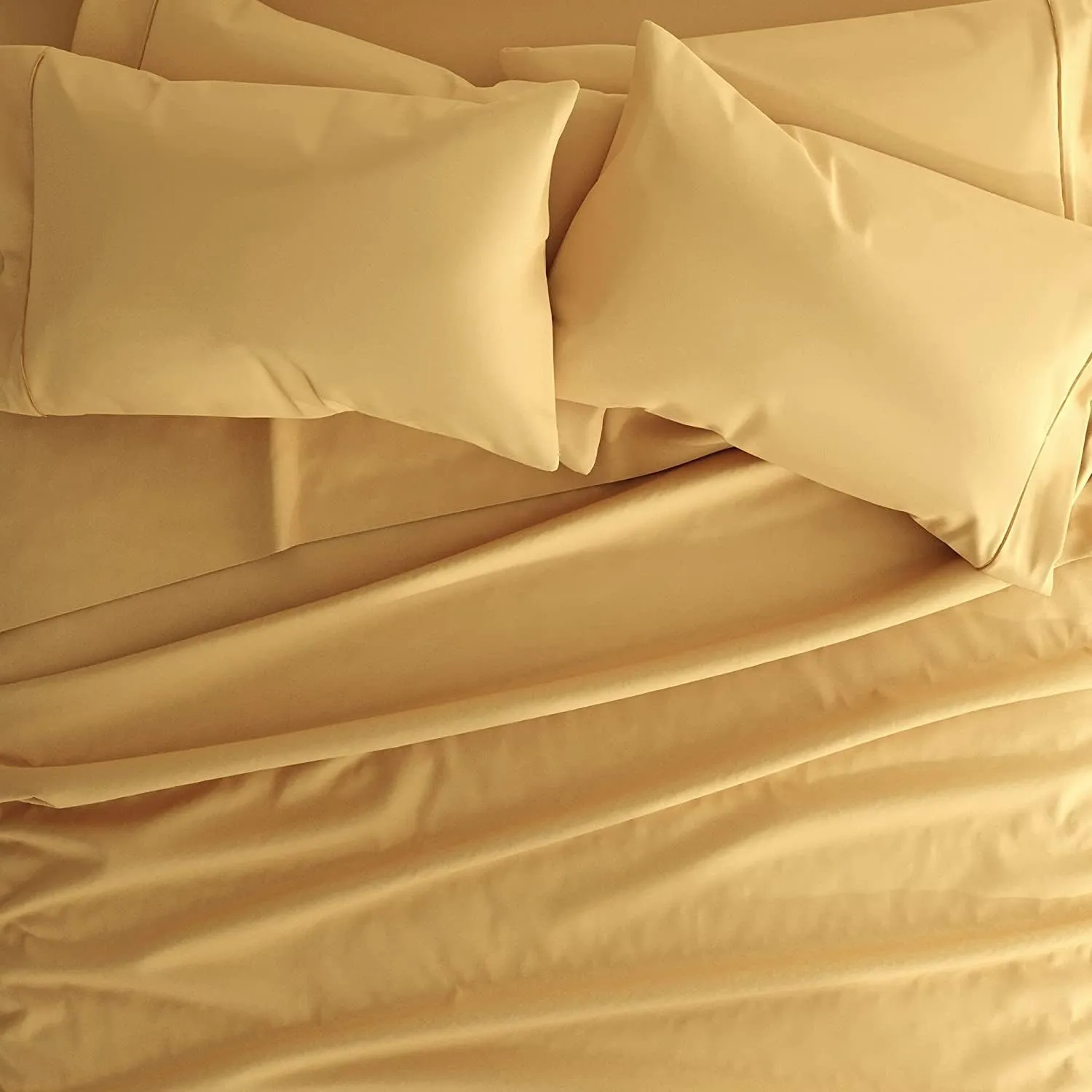 RV King Bed Sheet Set 100% Egyptian Cotton Sheets - 4 Piece Sheet Set - 800 Thread Count Ultra Soft, Smooth, Durable Bedding Set - Fits Mattress Upto 18'' Deep Pocket (RV King/Gold)