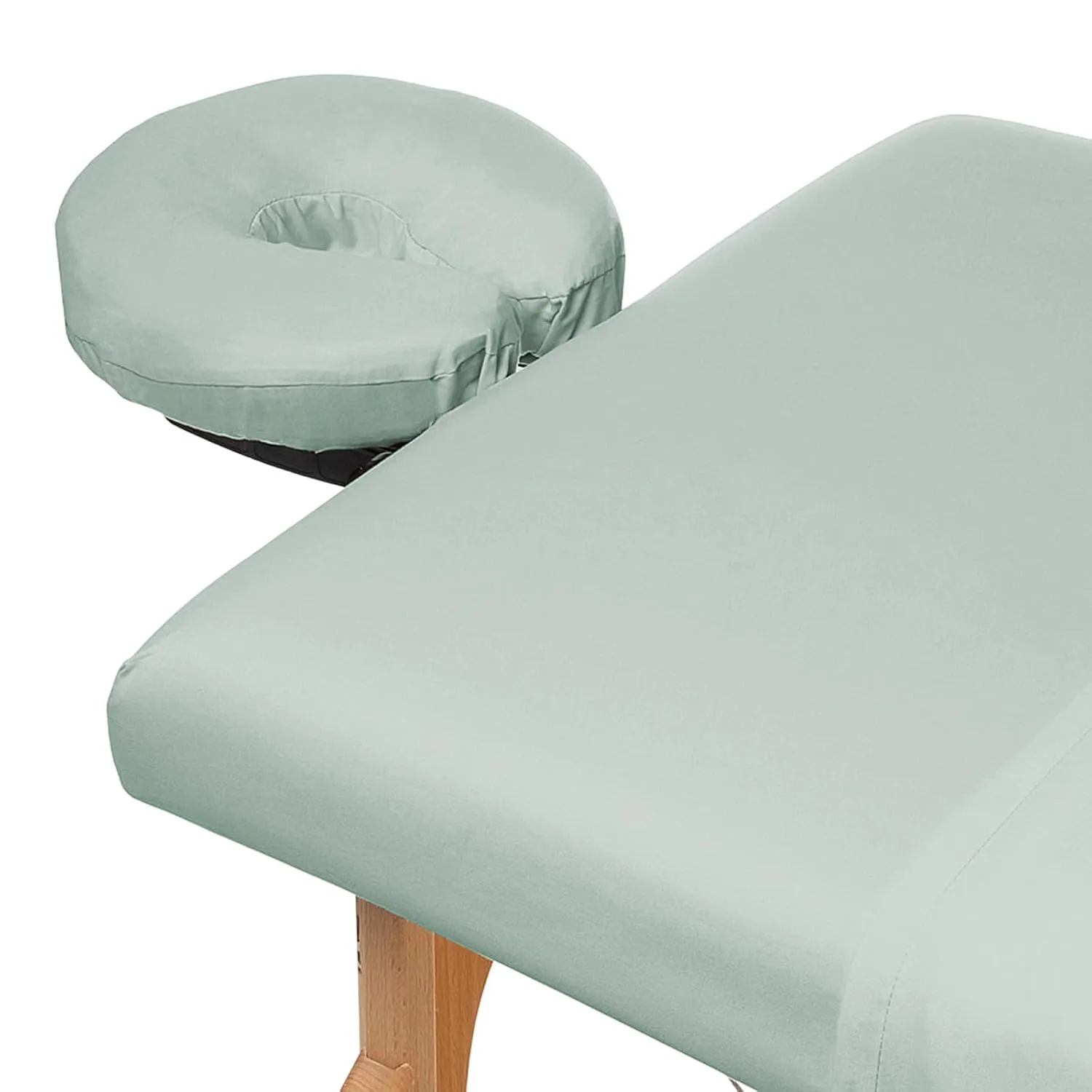Saloniture 3-Piece Microfiber Massage Table Sheet Set - Premium Facial Bed Cover - Includes Flat and Fitted Sheets with Face Cradle Cover - Seafoam Green