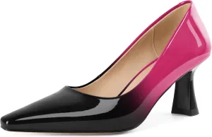 SAMMITOP Womens Kitten Heel Pumps Square Toe Comfortable Low Heels 2.5 Inch Office Work Dress Pump Shoes