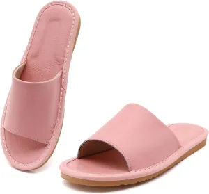 Sandals Women Men, Genuine Leather Slippers, House Slippers for Women Indoor Outdoor, Unisex Soft Flat Sandals