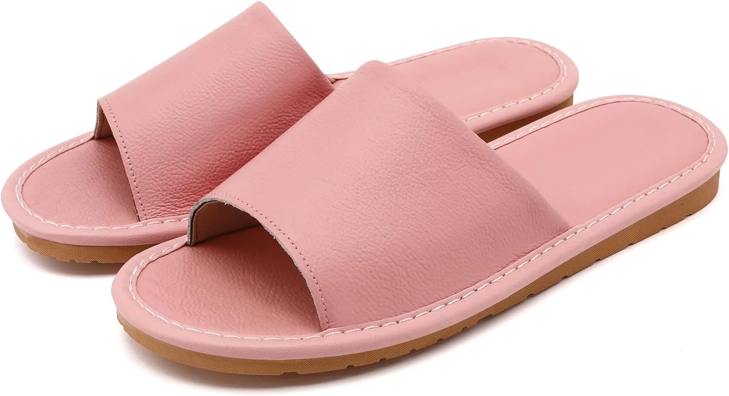 Sandals Women Men, Genuine Leather Slippers, House Slippers for Women Indoor Outdoor, Unisex Soft Flat Sandals