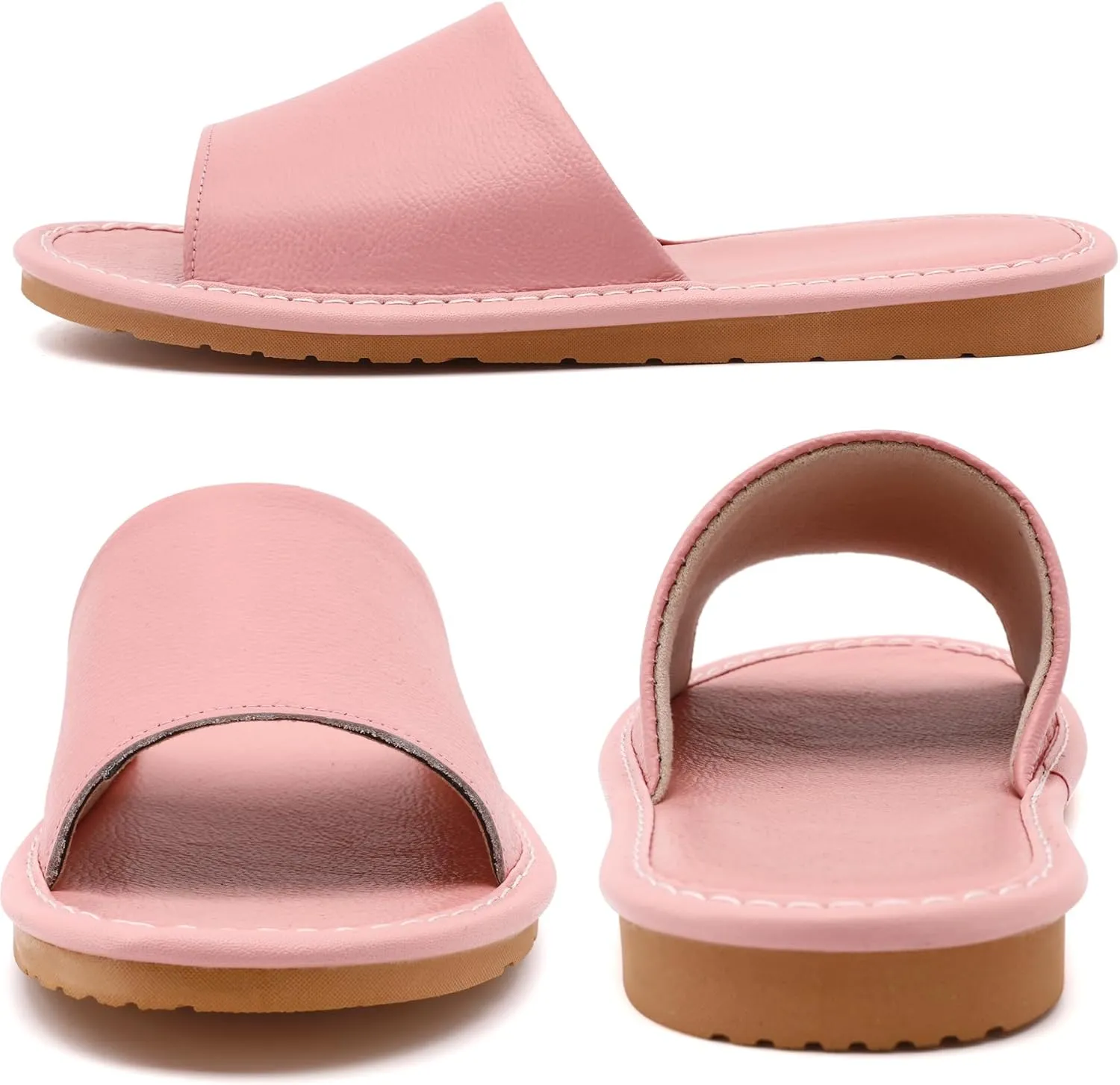 Sandals Women Men, Genuine Leather Slippers, House Slippers for Women Indoor Outdoor, Unisex Soft Flat Sandals