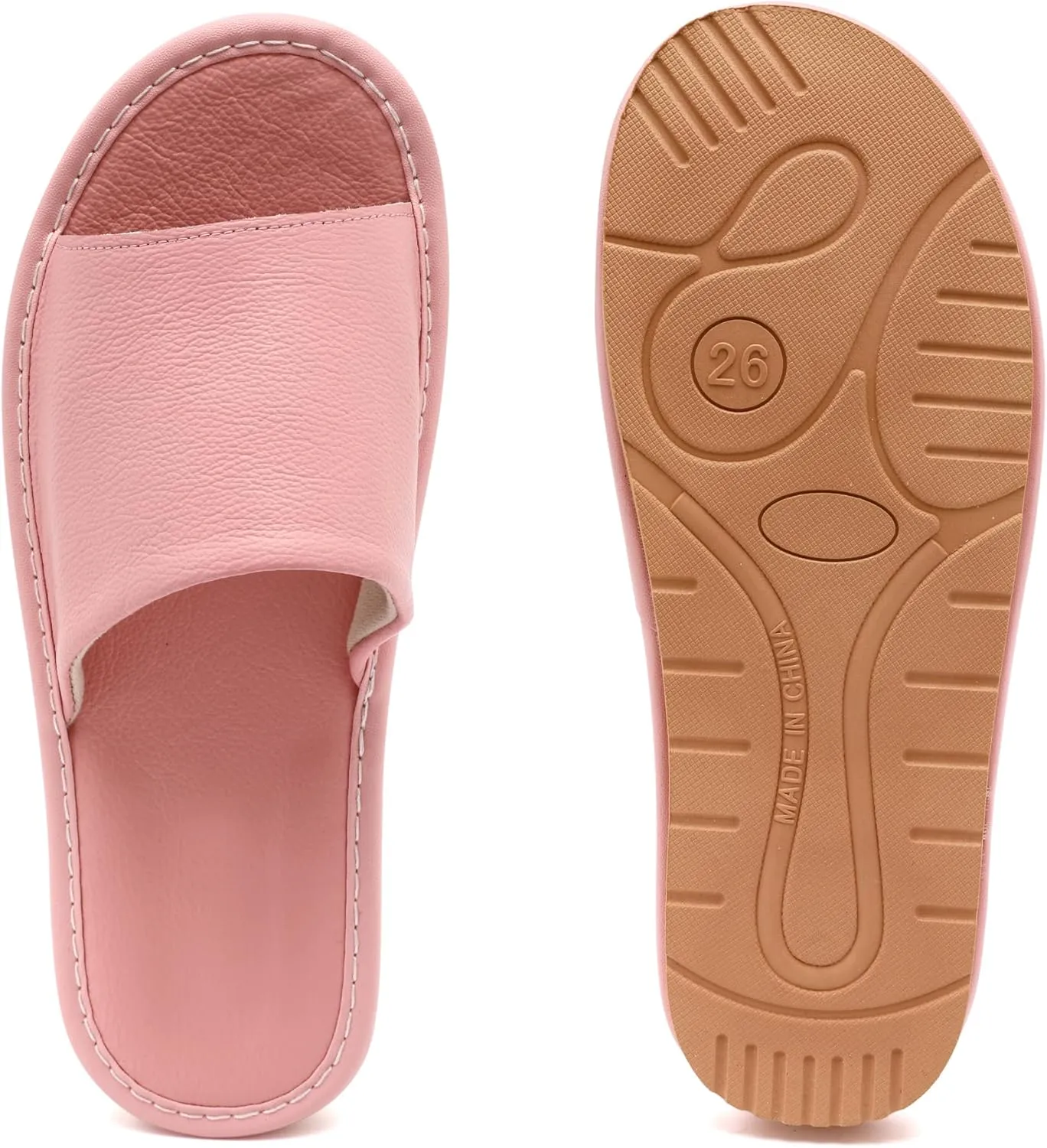 Sandals Women Men, Genuine Leather Slippers, House Slippers for Women Indoor Outdoor, Unisex Soft Flat Sandals
