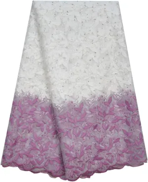 SanVera17 Glitter Stone African Lace Net Milk Silk Fabrics Nigerian Fabric Embroidered and Guipure Cord Lace for Party Wedding (Light Purple) 5 Yards