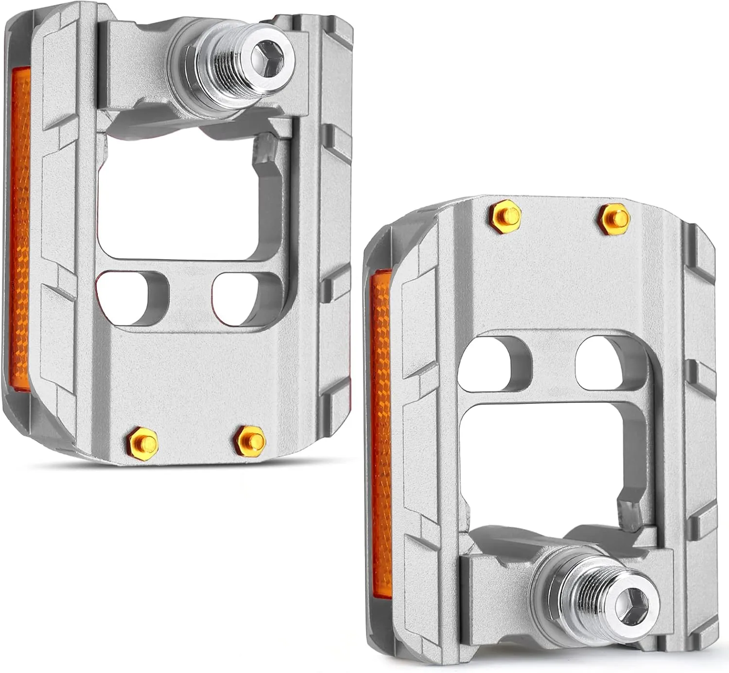 SAVADECK Folding Bike Pedals,Aluminum Alloy Pedals 9/16'' Platform Flat Pedal with Anti-Slip Nails and Reflector, Foldable Bicycle Pedals for MTB Road City Folding Bike