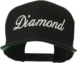 Script Diamond Embroidered Flat Bill Cap