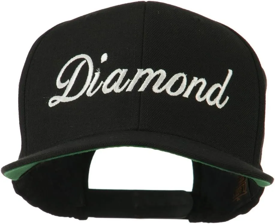 Script Diamond Embroidered Flat Bill Cap