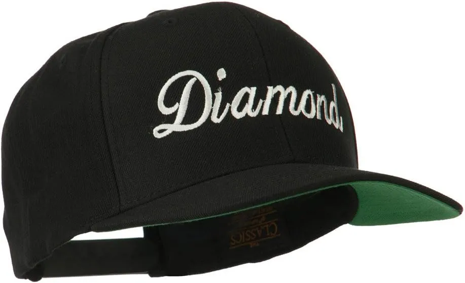 Script Diamond Embroidered Flat Bill Cap
