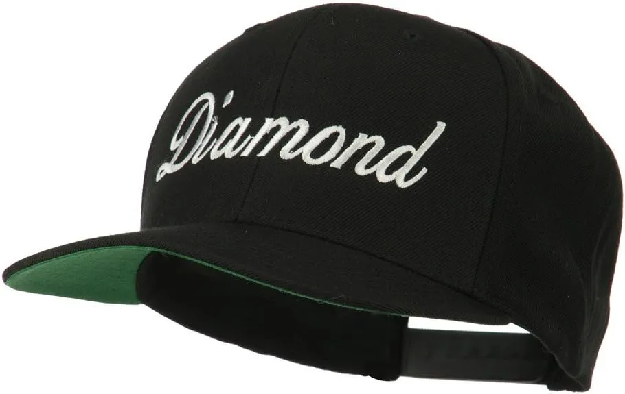 Script Diamond Embroidered Flat Bill Cap