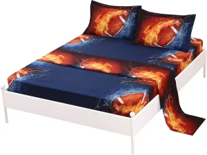 SDIII 4PCS American Football Sheets Full, Bed in a Bag Football Bedding Sheet Set, Soft Microfiber, Wrinkle and Fade Resistant, Sports Sheets for Boys Girls Kids Teens on Amazon, Full