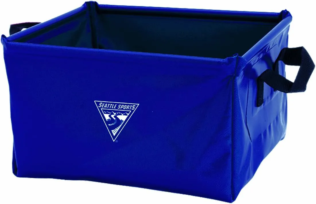 Seattle Sports Outfitter Class Collapsible Square Pack Sink Dish Wash Basin for Camping, Blue