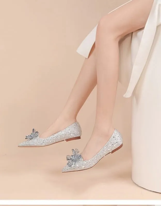 sexytag Women's Crystal Rhinestone Poined Toe Pumps Clear Stiletto High Heels