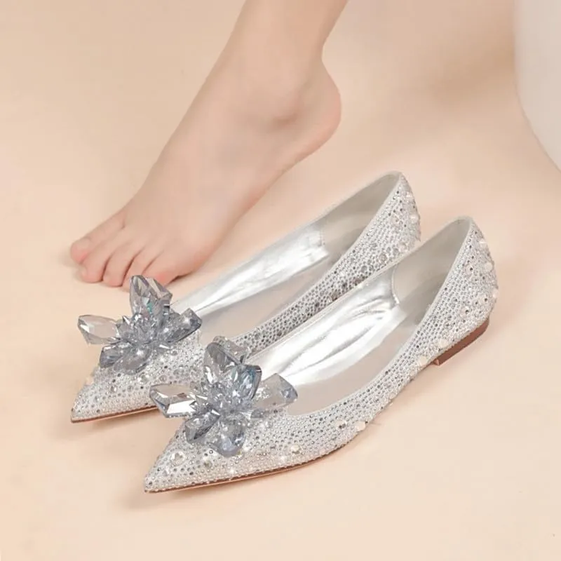 sexytag Women's Crystal Rhinestone Poined Toe Pumps Clear Stiletto High Heels