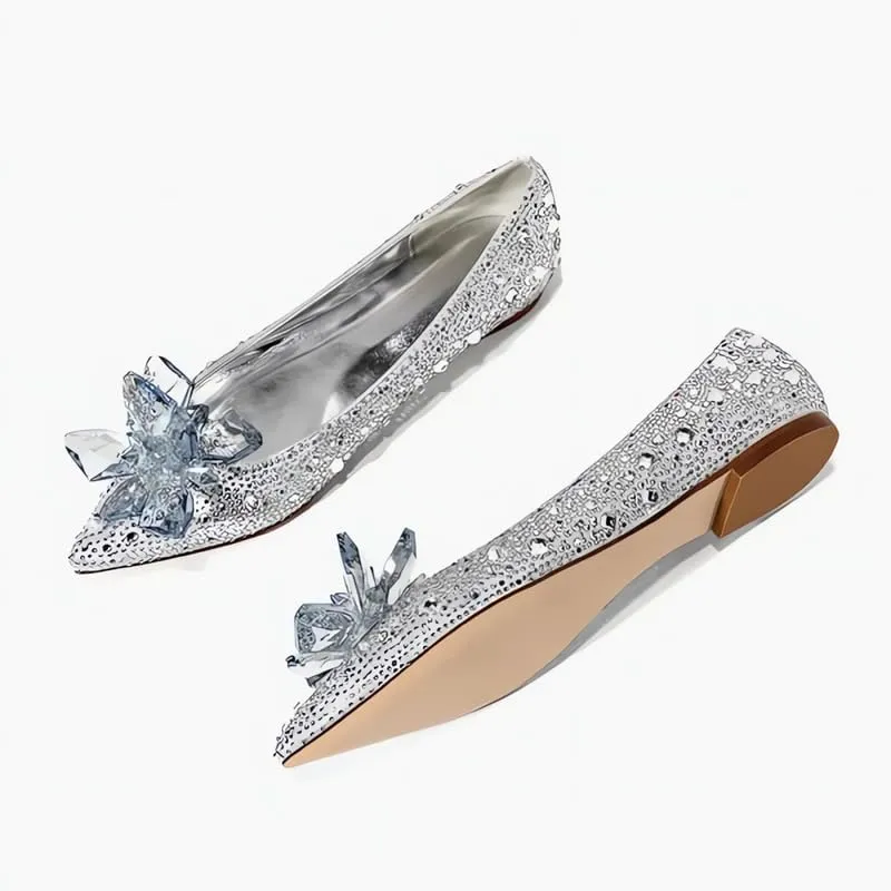sexytag Women's Crystal Rhinestone Poined Toe Pumps Clear Stiletto High Heels