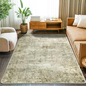 Shilucheng 5x7 Rugs for Living Room, Soft Indoor Abstract Area Rug for Bedroom Laundry Room Decor, Modern Neutral Non-Slip Backing Carpet, Low Pile Foldable Floor Rug (Brown/Gold)