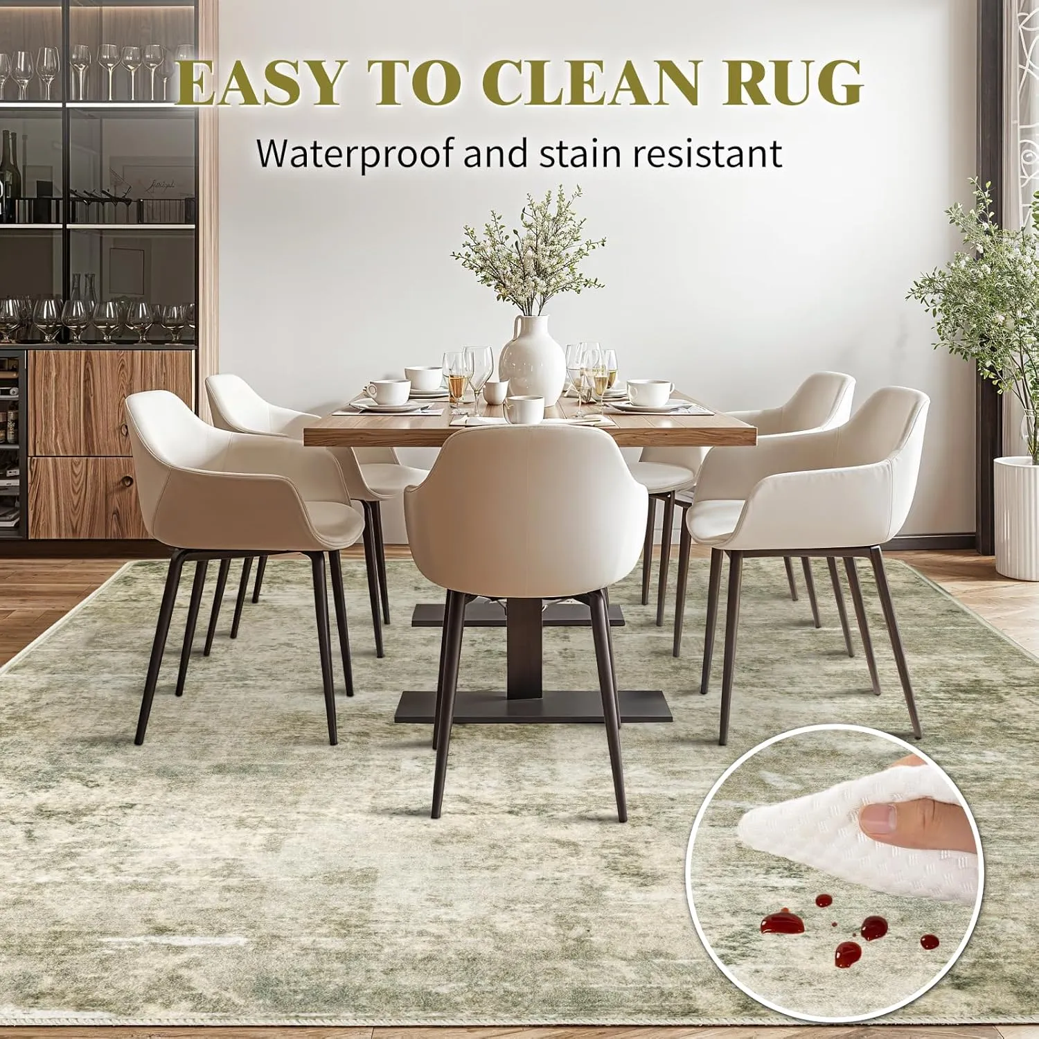 Shilucheng 5x7 Rugs for Living Room, Soft Indoor Abstract Area Rug for Bedroom Laundry Room Decor, Modern Neutral Non-Slip Backing Carpet, Low Pile Foldable Floor Rug (Brown/Gold)
