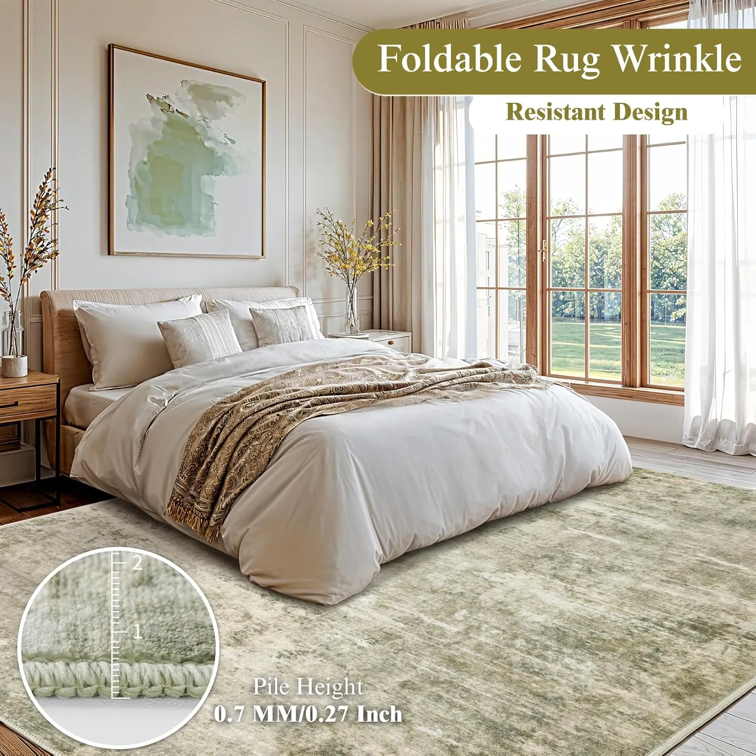 Shilucheng 5x7 Rugs for Living Room, Soft Indoor Abstract Area Rug for Bedroom Laundry Room Decor, Modern Neutral Non-Slip Backing Carpet, Low Pile Foldable Floor Rug (Brown/Gold)