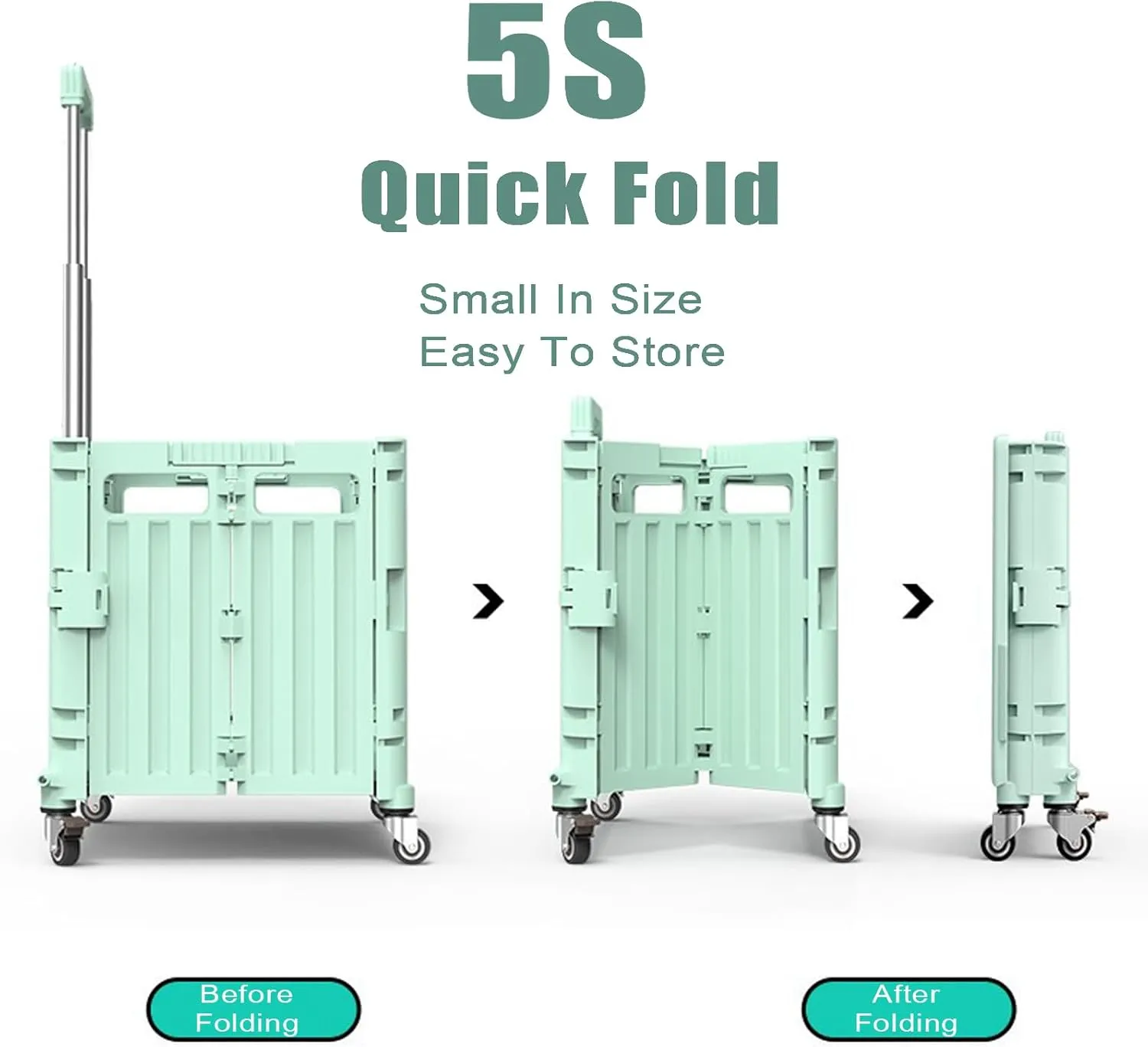 Shopping Trolley Box on Wheels, Plastic Book Trolley Secure Lid 50kg Loading 65L Capacity Collapsible climbing stairs Grocery Bags for Shopping, Moving, Storage, Office T (Black 45L)