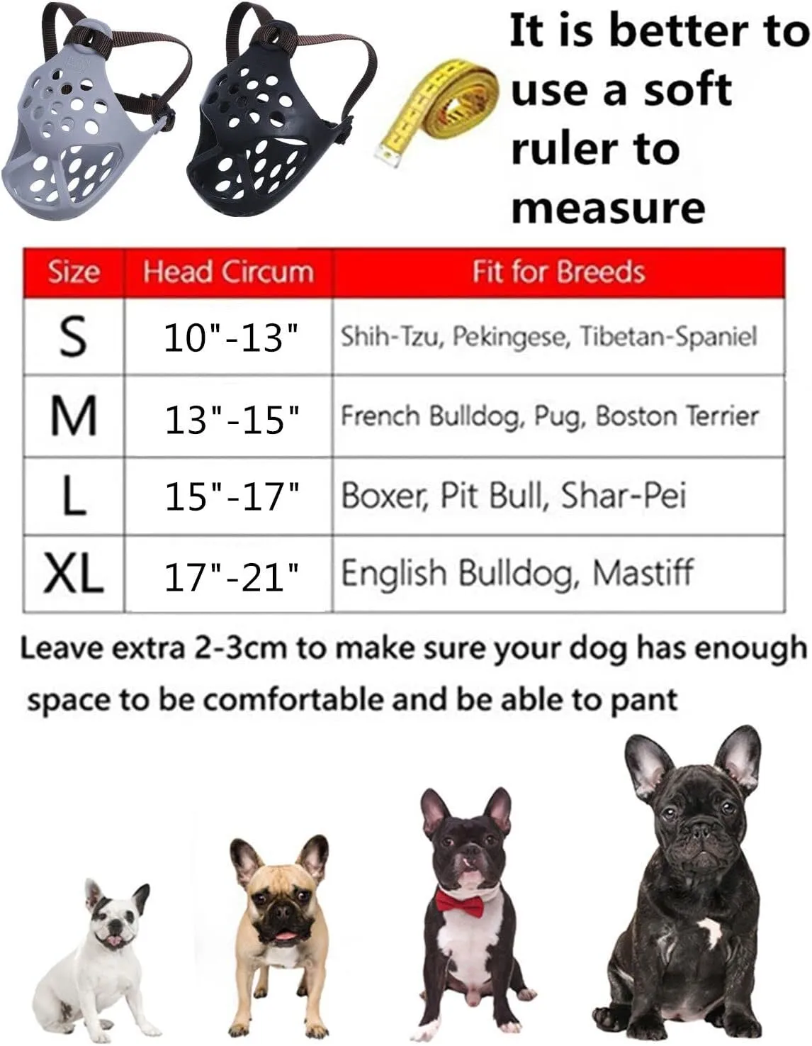 Short Snout Dog Muzzles,Soft Silicone Adjustable Breathable Bulldog Muzzle for Biting Chewing Barking Training,Ideal for Flat-Faced Dogs (S, Orange)