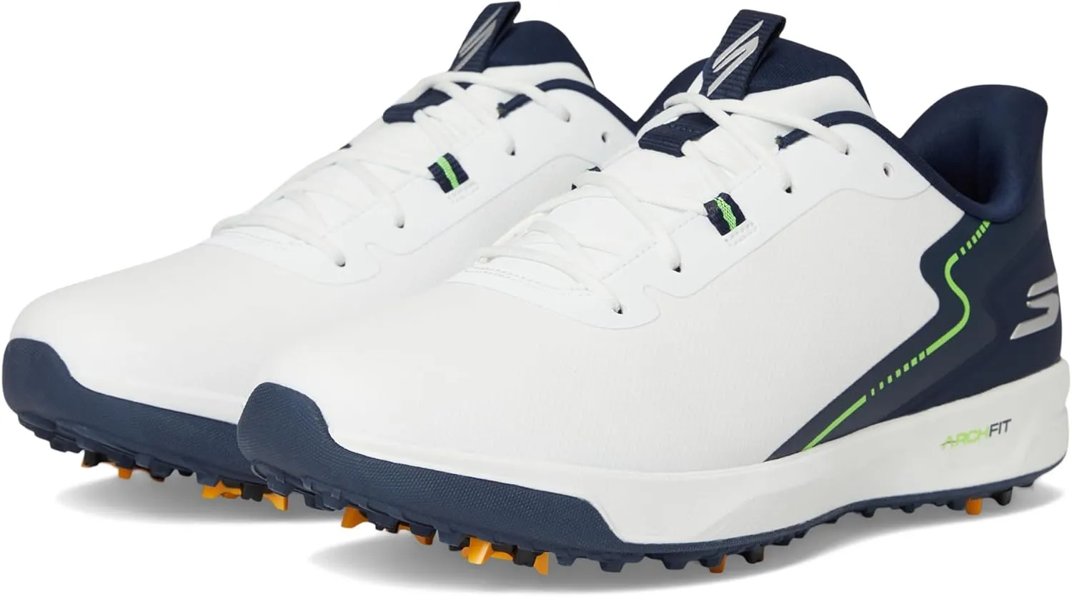 Skechers Golf Men's Vortex Rival Arch Fit Golf Shoe Sneaker, White/Navy, 11.5