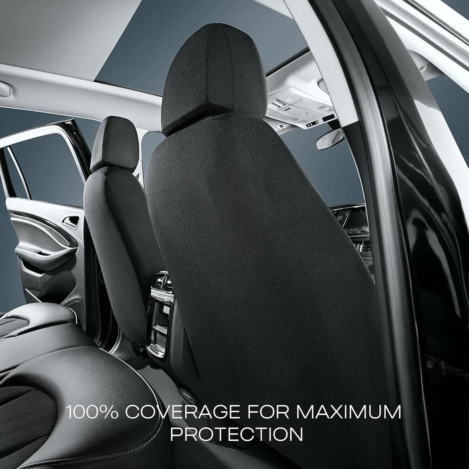 Skechers Work Car Seat Covers, Leather Seat Covers 5-Times Stronger Built-in Webbing, Oxford Fabric Seat Cover for Cars, Airbag Compatible, Automotive Comfort for Cars, Trucks, SUVs (Bule, Two Front)
