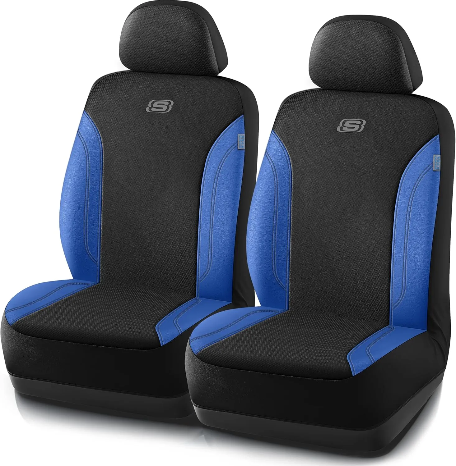 Skechers Work Car Seat Covers, Leather Seat Covers 5-Times Stronger Built-in Webbing, Oxford Fabric Seat Cover for Cars, Airbag Compatible, Automotive Comfort for Cars, Trucks, SUVs (Bule, Two Front)