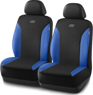 Skechers Work Car Seat Covers, Leather Seat Covers 5-Times Stronger Built-in Webbing, Oxford Fabric Seat Cover for Cars, Airbag Compatible, Automotive Comfort for Cars, Trucks, SUVs (Bule, Two Front)