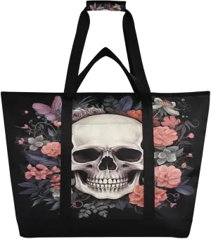 Skull Reusable Insulated Lunchbox Cooler Bag, Leakproof Kitchen Grocery Bag Collapsible Portable Cooler Tote Bag for Picnic, Camping, Office, Travel