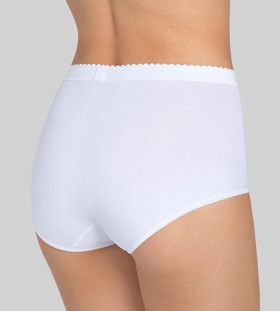 Sloggi 2 Pack Control Maxi High Waisted Cotton Underwear For Women or Lady White Cheeky Ladies Panties Briefs Knickers Pants