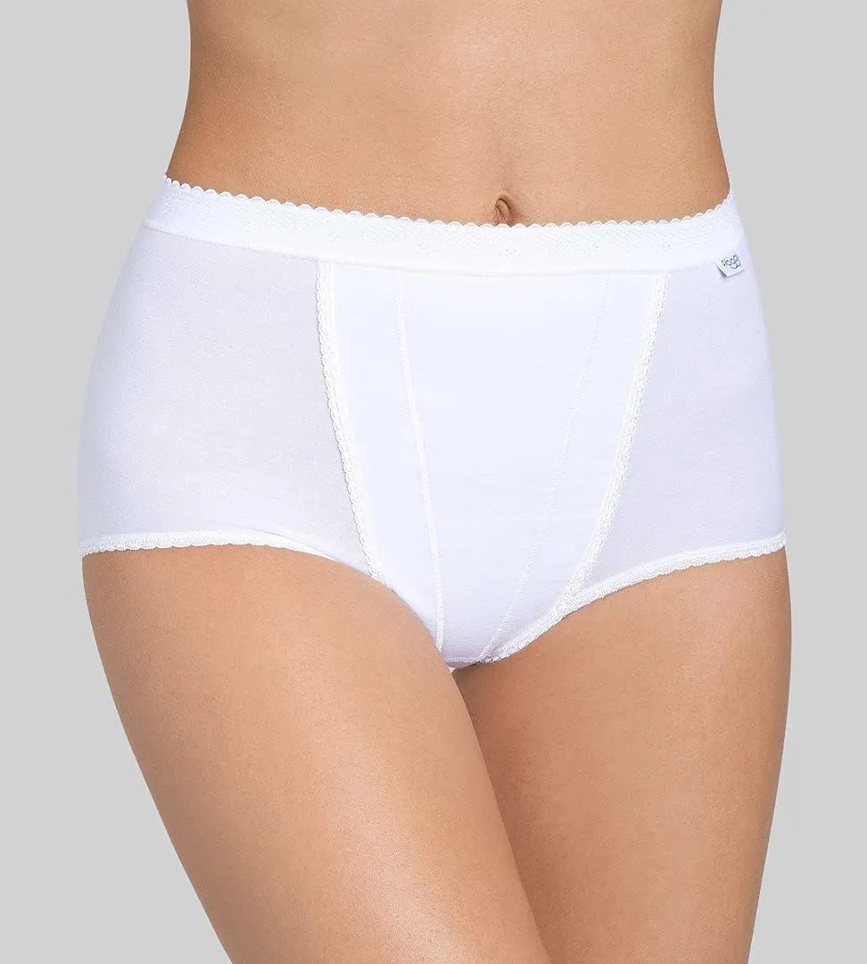 Sloggi 2 Pack Control Maxi High Waisted Cotton Underwear For Women or Lady White Cheeky Ladies Panties Briefs Knickers Pants