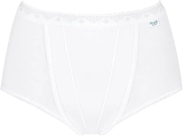 Sloggi 2 Pack Control Maxi High Waisted Cotton Underwear For Women or Lady White Cheeky Ladies Panties Briefs Knickers Pants