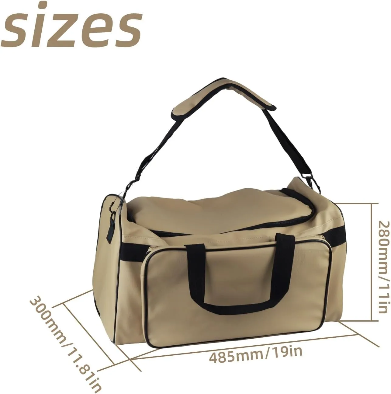 Sneaker Duffel Bag for Men - 30L Large Capacity Gym & Travel Bag with Adjustable Dividers, Durable Shoulder Strap - Carry-On 20 Inch (Khaki)