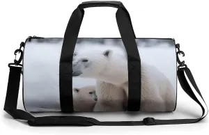 Snow Animal Polar Bear Sport Gym Duffle Travel Bag for Women Men Overnight Weekender Bag with Shoe Compartment,Wet Pocket, 17.7in/9in/9in, style