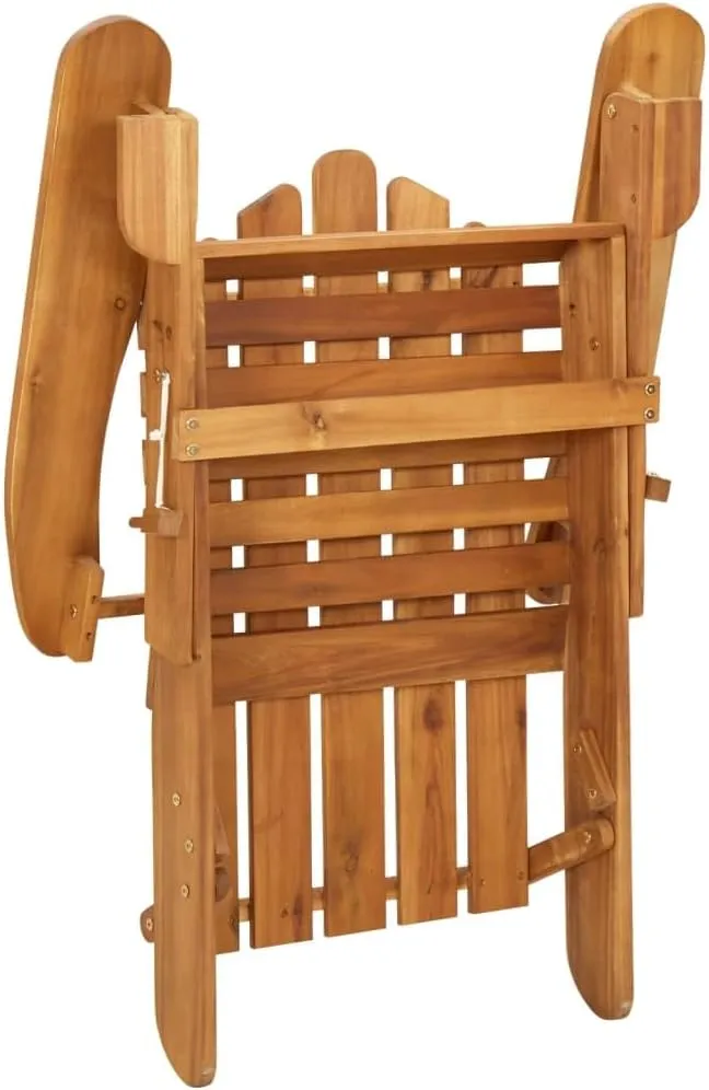 Solid Acacia Wood Adirondack Chairs 2-Piece Set Foldable Patio Furniture Outdoor Lounge Chairs with Contoured Seats for Garden Beach Poolside